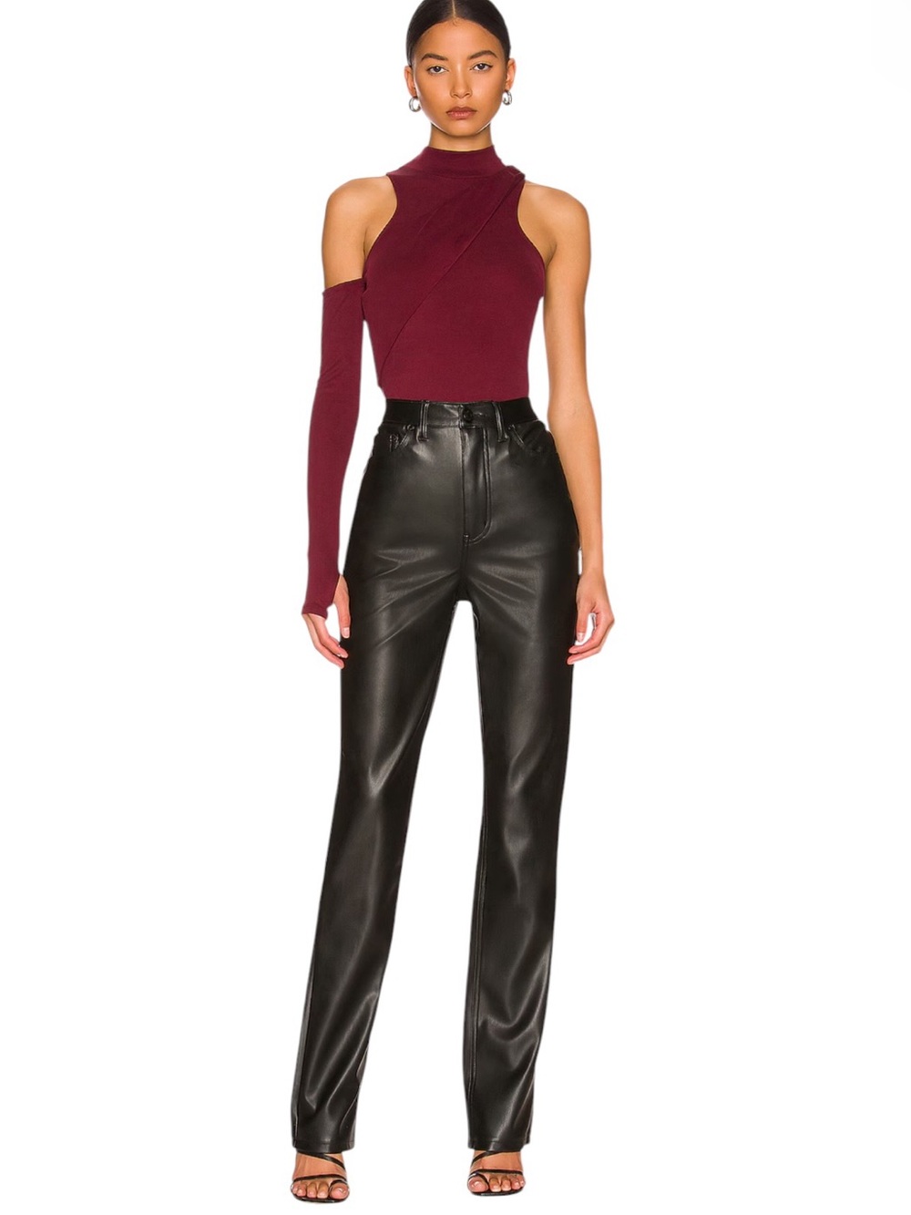 AFRM- Heston Faux Leather Straight Pants - Black Size 29